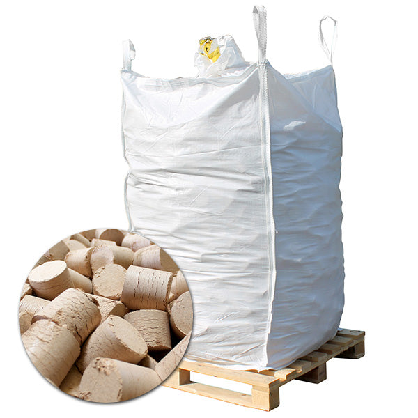 BigBag mit Holzbriketts – große Menge gepresster Briketts für nachhaltiges Heizen