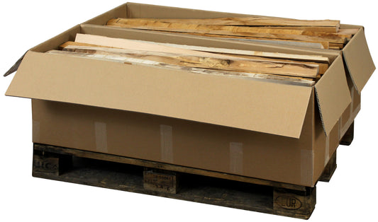 Langholz Palette – 2 Kartons naturbelassenes Holz für Kamin und Ofen